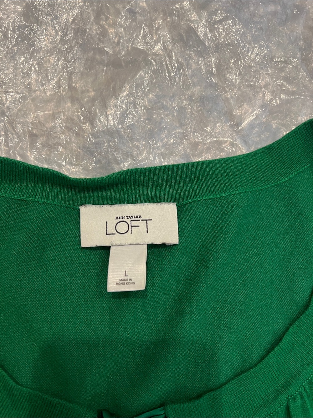 Ann Taylor Loft Green Tie-Front Short Sleeve Cardigan size large. - Picture 5 of 6